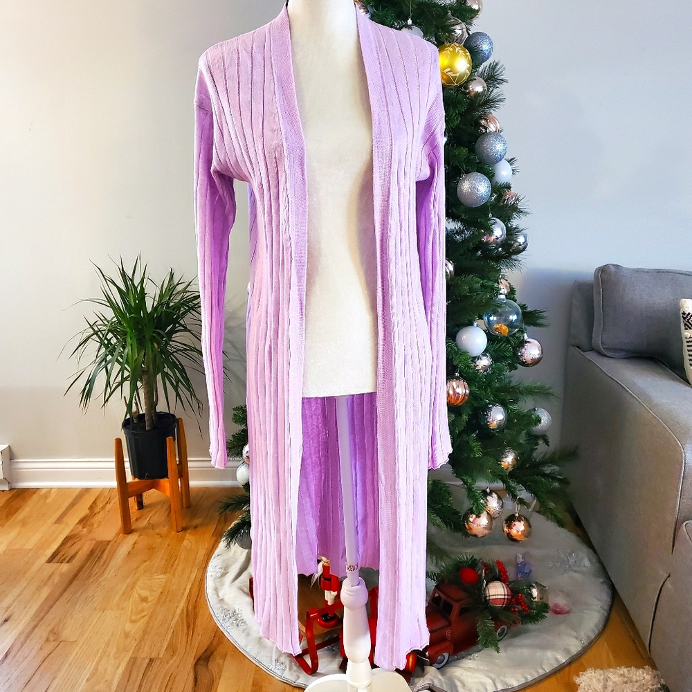 Free people light purple long sweater cardigan